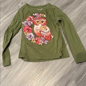 PLACE Kids Green Owl Graphic Long Sleeve Shirt